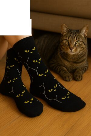 جوراب نخی طرح گربه